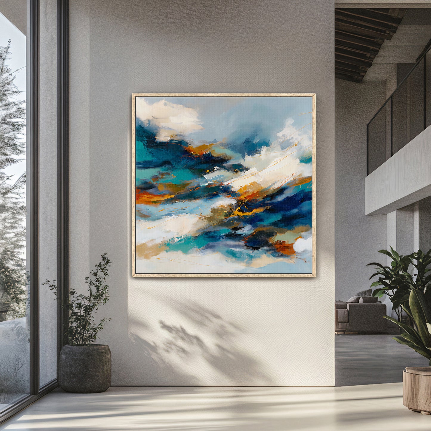 Abstract Wall Art Framed Canvas Print - "Elemental Flow"
