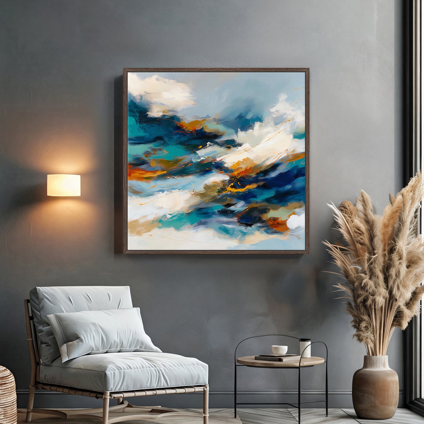 Abstract Wall Art Framed Canvas Print - "Elemental Flow"