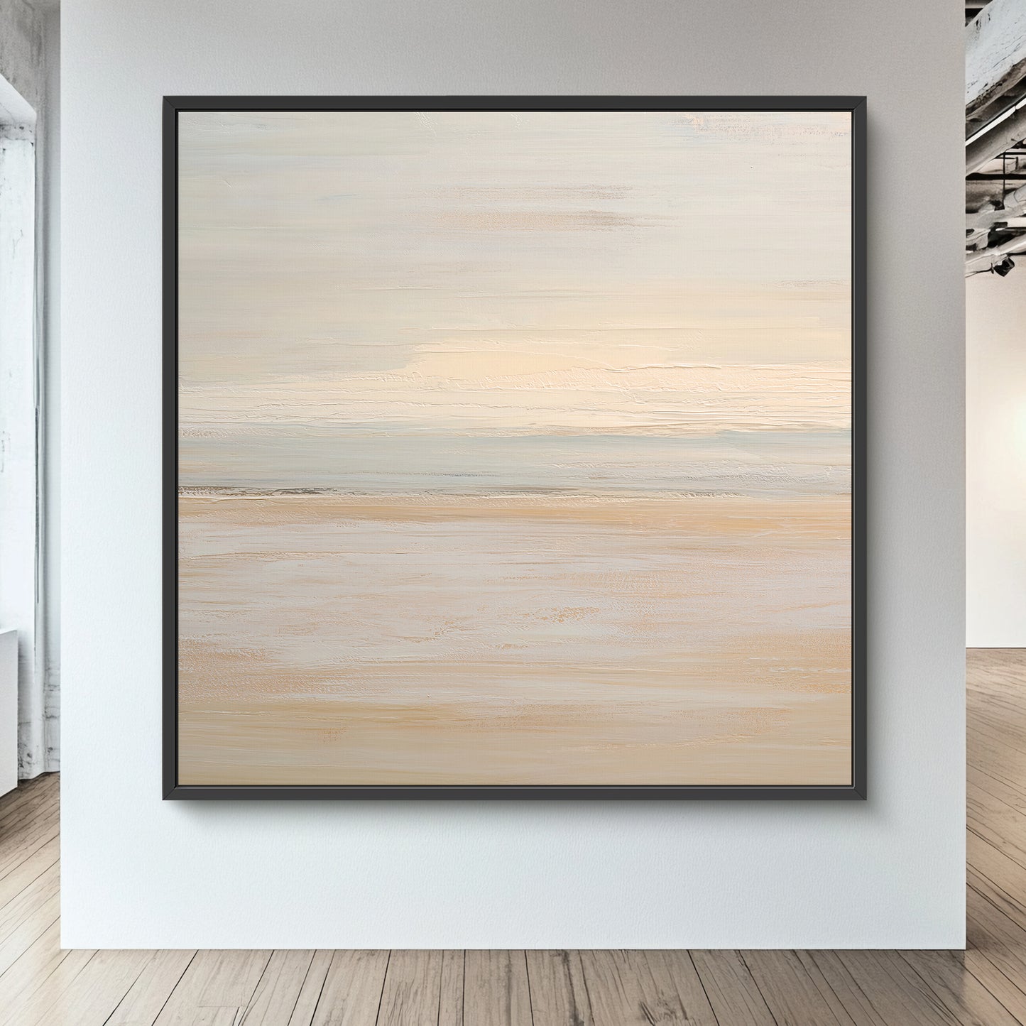Abstract Minimalist Wall Art Framed Canvas Print - "Silent Sands"