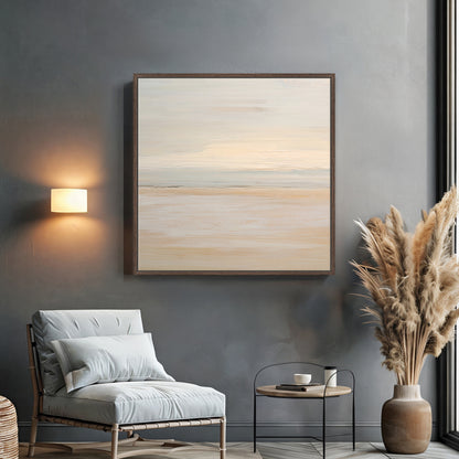 Abstract Minimalist Wall Art Framed Canvas Print - "Silent Sands"