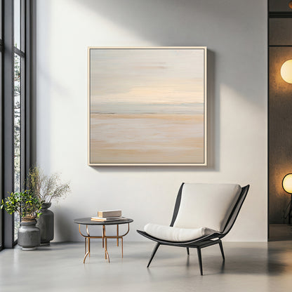 Abstract Minimalist Wall Art Framed Canvas Print - "Silent Sands"