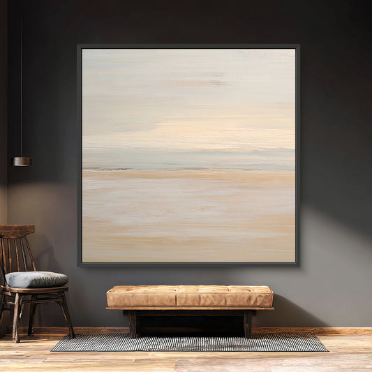 Abstract Minimalist Wall Art Framed Canvas Print - "Silent Sands"