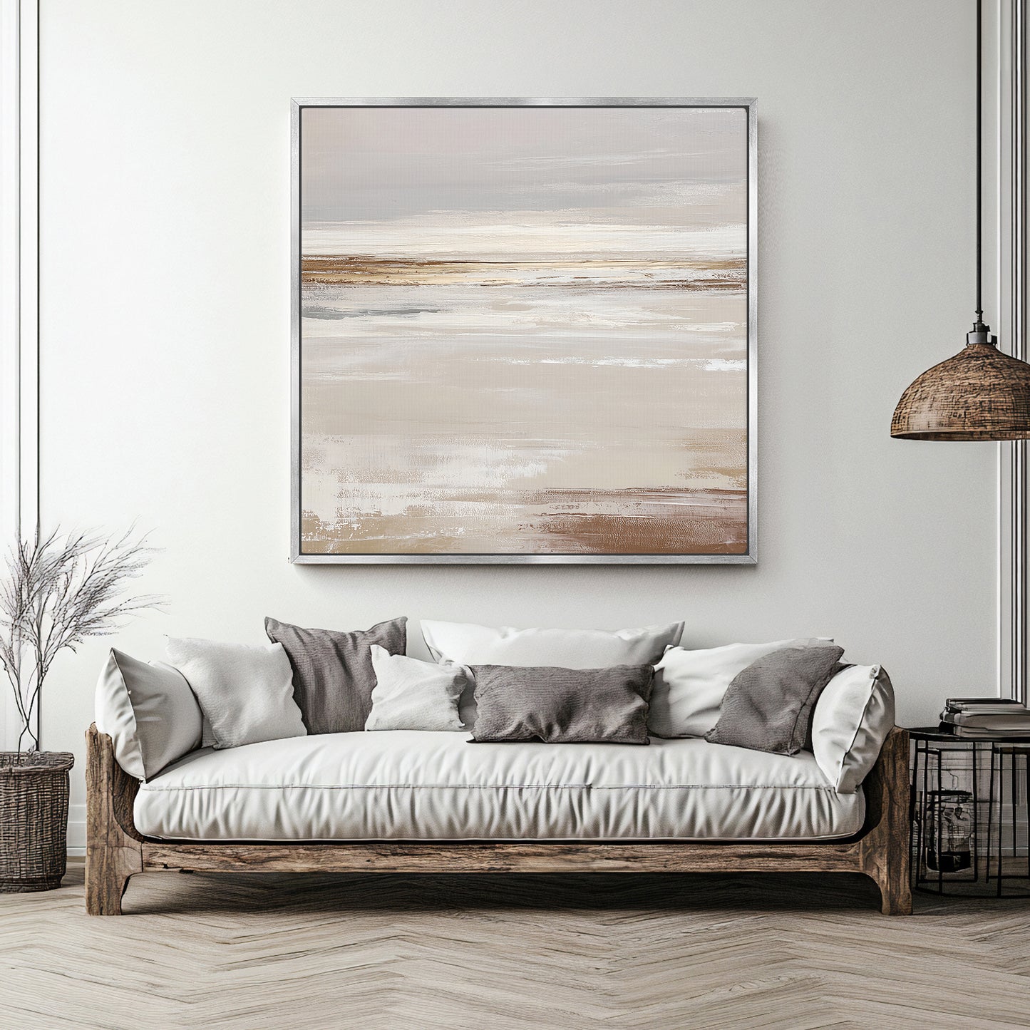 Abstract Minimalist Wall Art Framed Canvas Print - "Desert Calm"