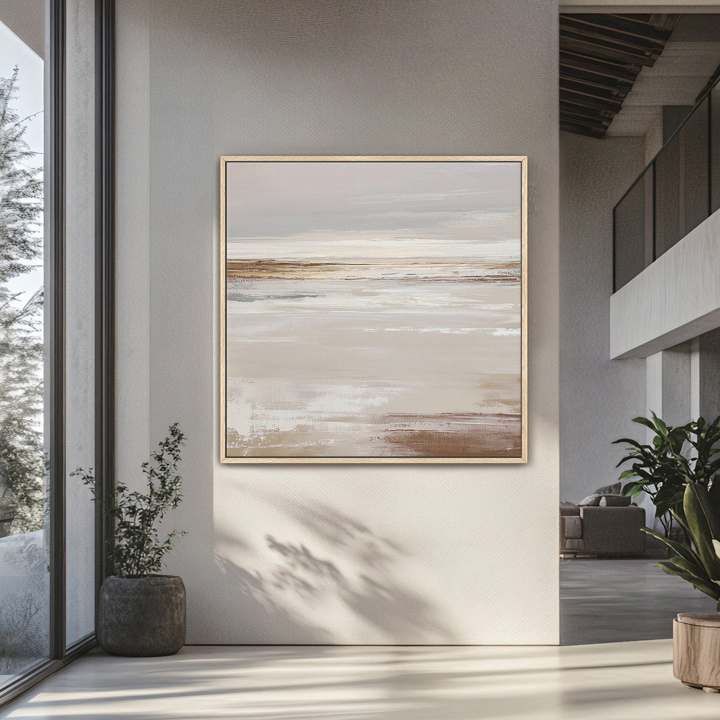 Abstract Minimalist Wall Art Framed Canvas Print - "Desert Calm"
