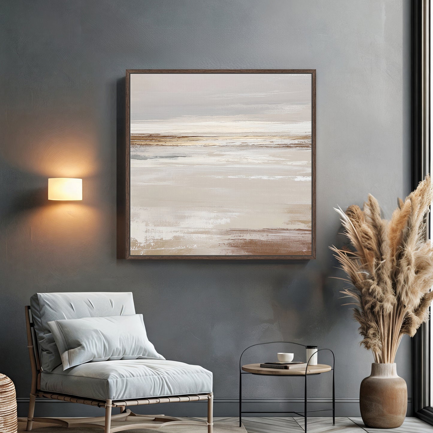 Abstract Minimalist Wall Art Framed Canvas Print - "Desert Calm"