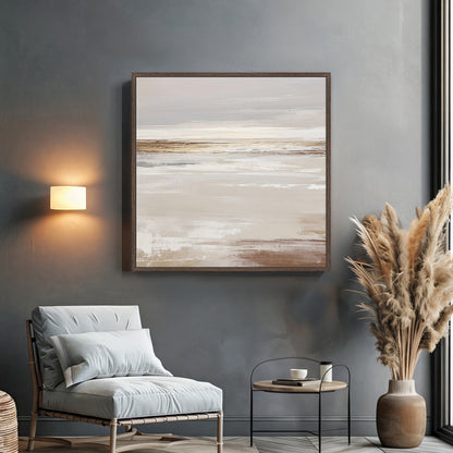 Abstract Minimalist Wall Art Framed Canvas Print - "Desert Calm"