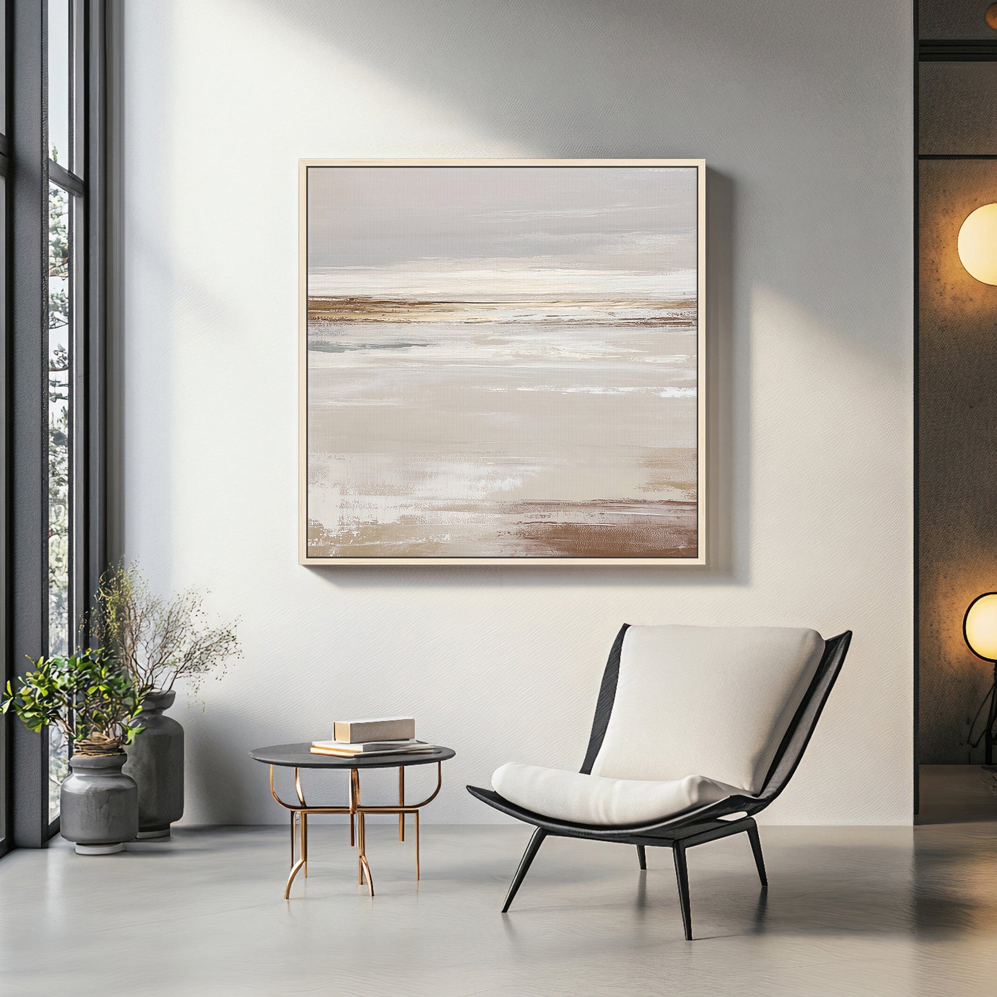 Abstract Minimalist Wall Art Framed Canvas Print - "Desert Calm"