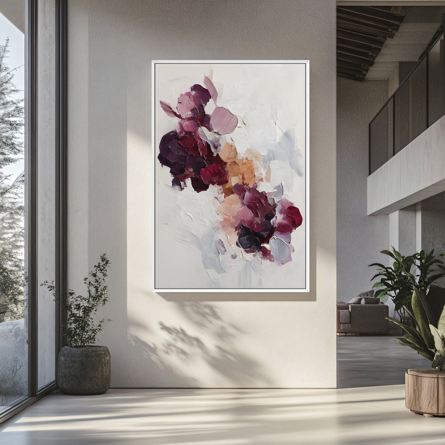 Abstract Floral Framed Canvas Wall Art - "Wild Bloom"