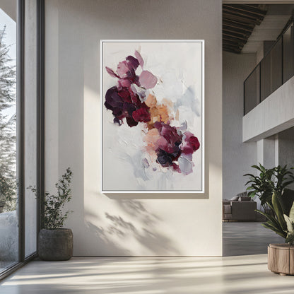Abstract Floral Framed Canvas Wall Art - "Wild Bloom"