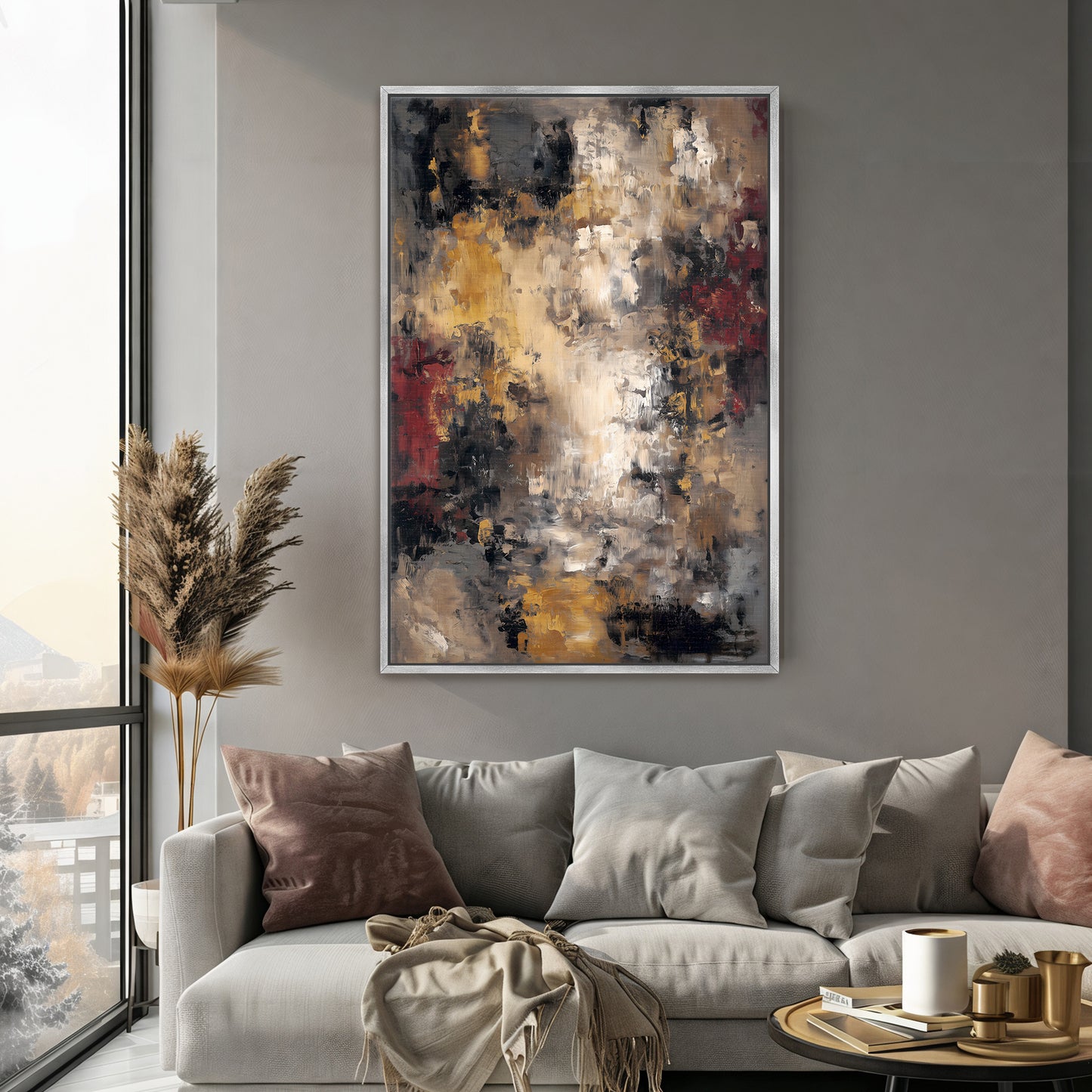 Abstract Modern Framed Canvas Wall Art - "Urban Patina"