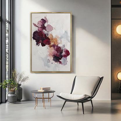 Abstract Floral Framed Canvas Wall Art - "Wild Bloom"