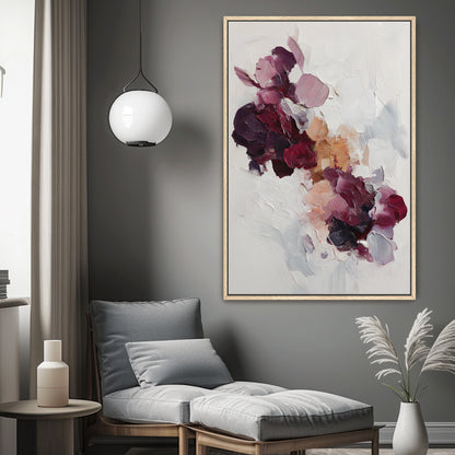 Abstract Floral Framed Canvas Wall Art - "Wild Bloom"