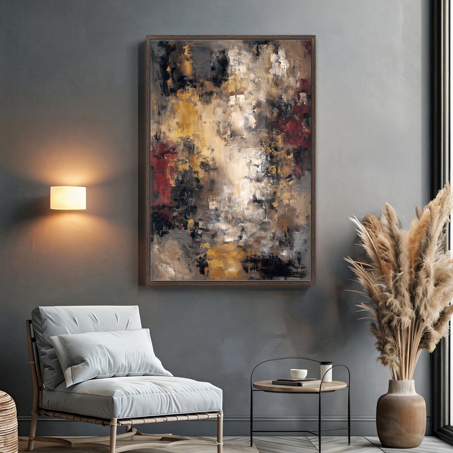 Abstract Modern Framed Canvas Wall Art - "Urban Patina"