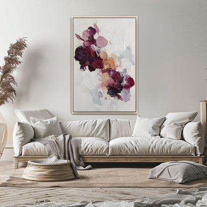 Abstract Floral Framed Canvas Wall Art - "Wild Bloom"