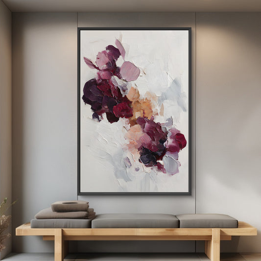 Abstract Floral Framed Canvas Wall Art - "Wild Bloom"