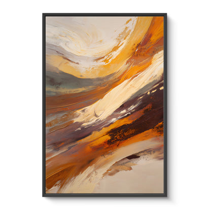 Modern Abstract Framed Canvas Wall Art - "Terra Swirl"