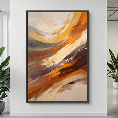 Modern Abstract Framed Canvas Wall Art - "Terra Swirl"