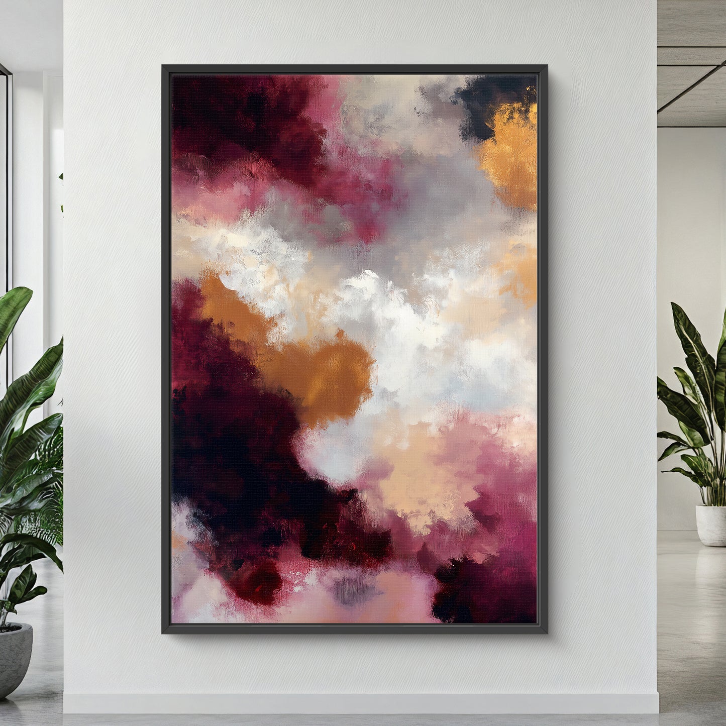 Abstract Luxury Framed Canvas Wall Art - "Berry Nebula"
