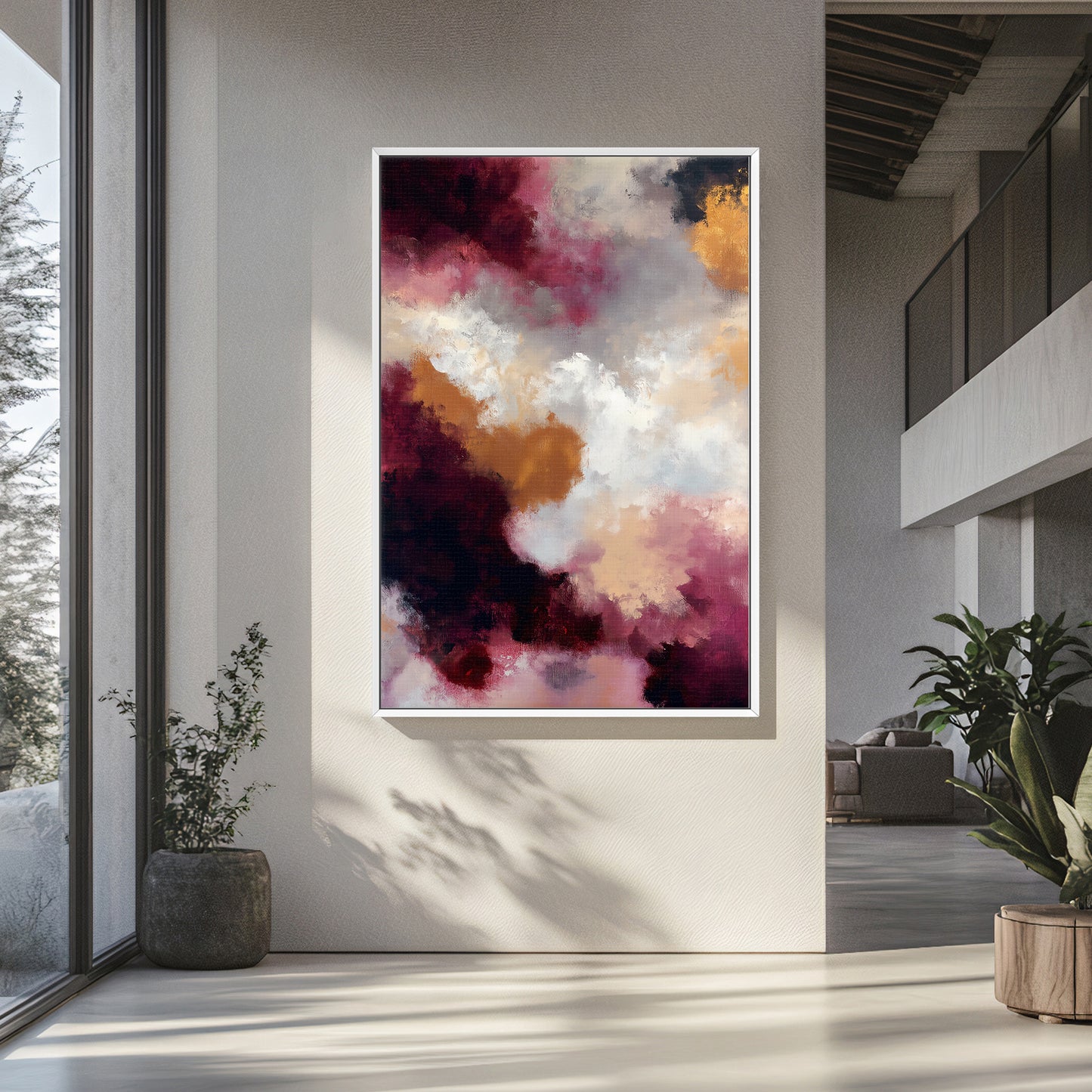 Abstract Luxury Framed Canvas Wall Art - "Berry Nebula"