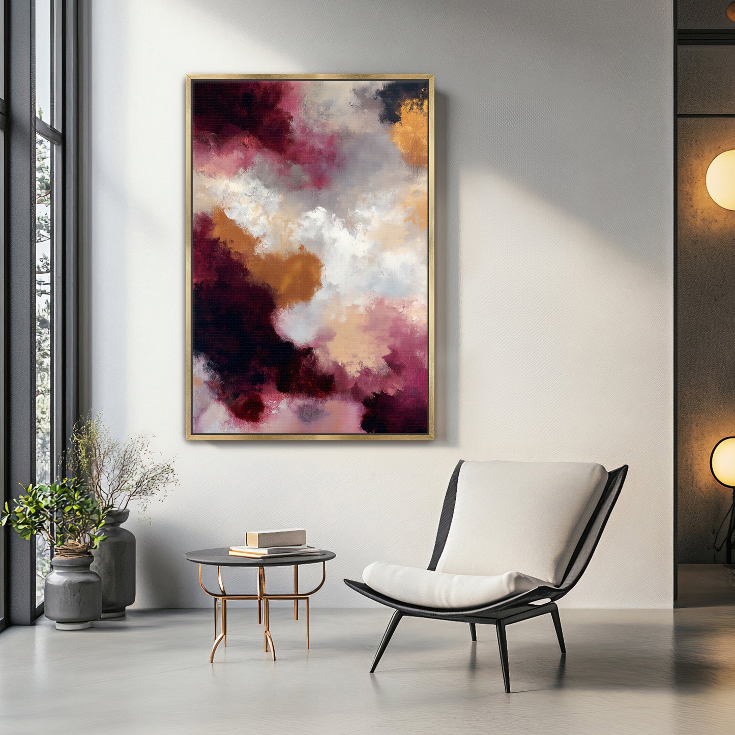 Abstract Luxury Framed Canvas Wall Art - "Berry Nebula"