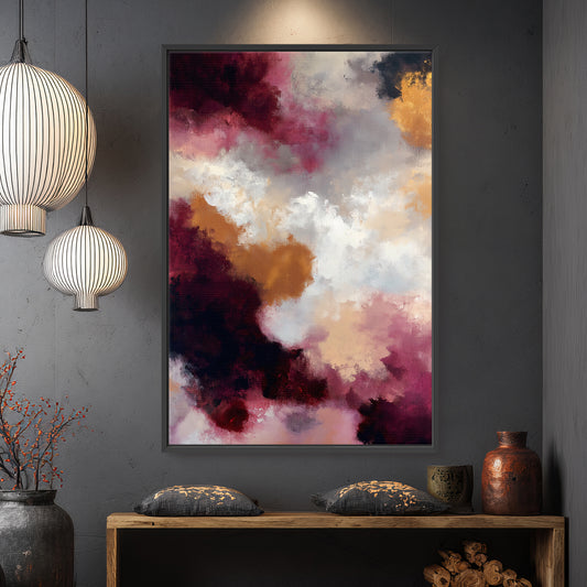 Abstract Luxury Framed Canvas Wall Art - "Berry Nebula"