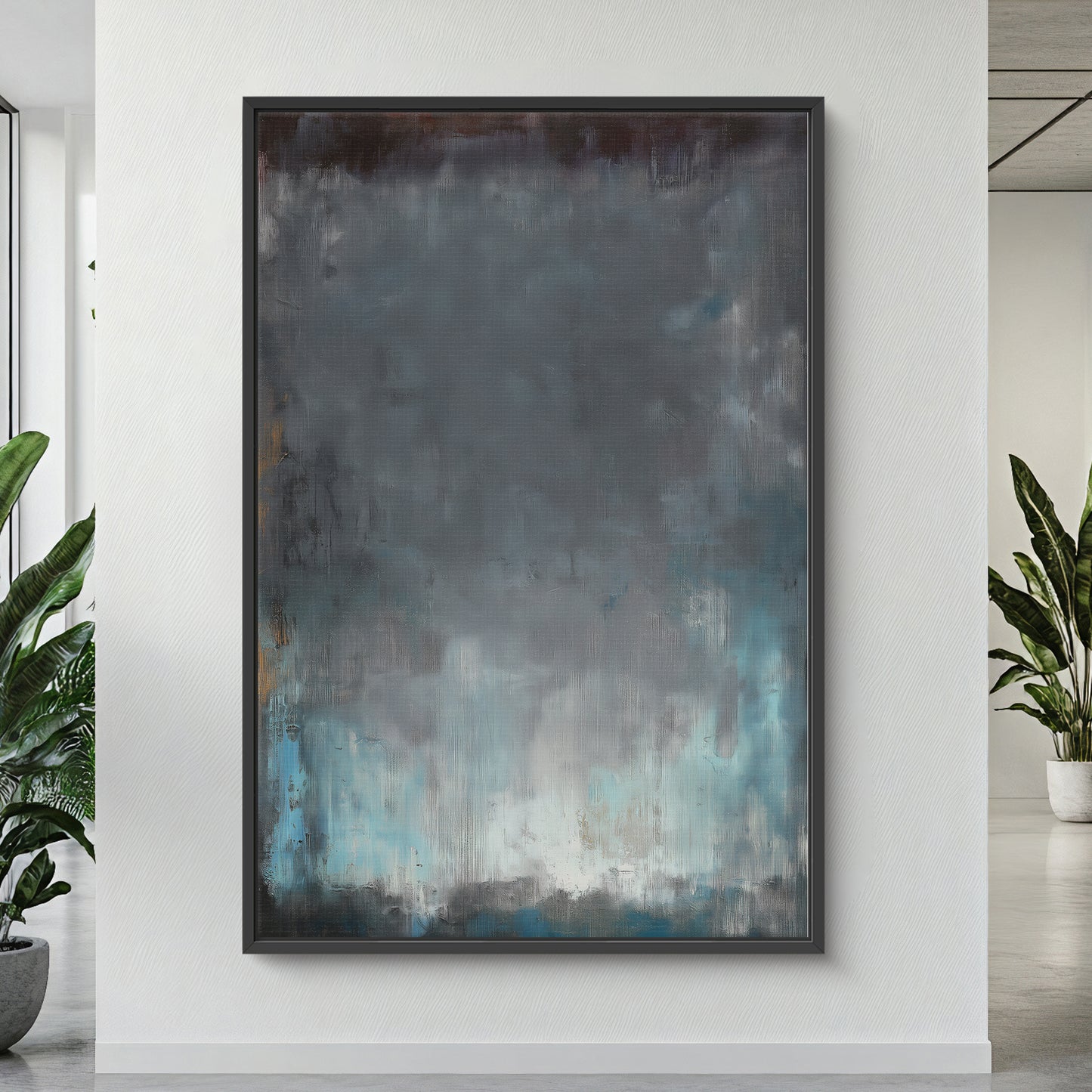 Abstract Minimalist Framed Canvas Wall Art - "Submerged Light"