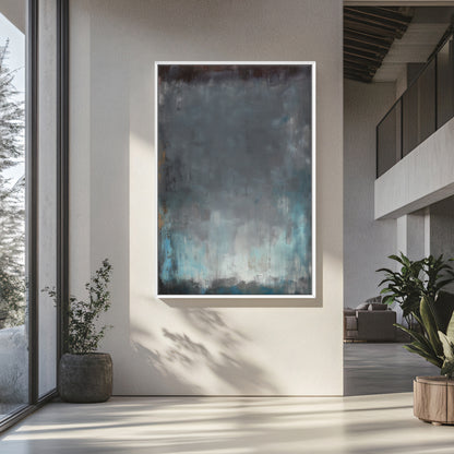 Abstract Minimalist Framed Canvas Wall Art - "Submerged Light"