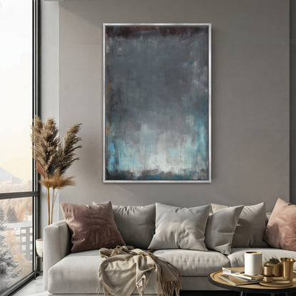 Abstract Minimalist Framed Canvas Wall Art - "Submerged Light"