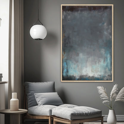 Abstract Minimalist Framed Canvas Wall Art - "Submerged Light"