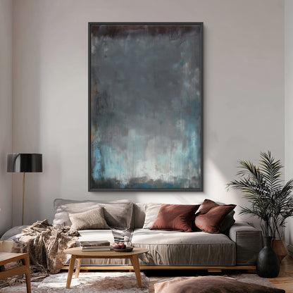 Abstract Minimalist Framed Canvas Wall Art - "Submerged Light"