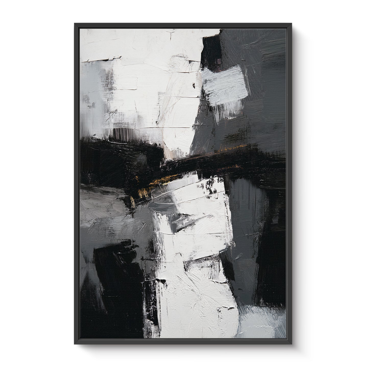 Abstract Geometric Framed Canvas Wall Art - "Urban Cipher"