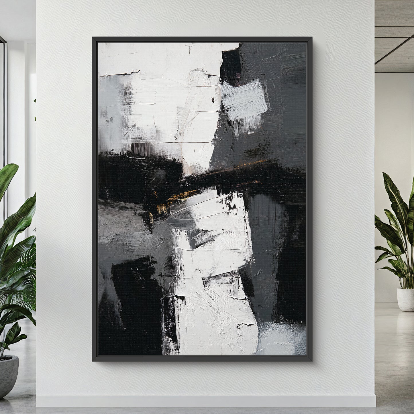 Abstract Geometric Framed Canvas Wall Art - "Urban Cipher"