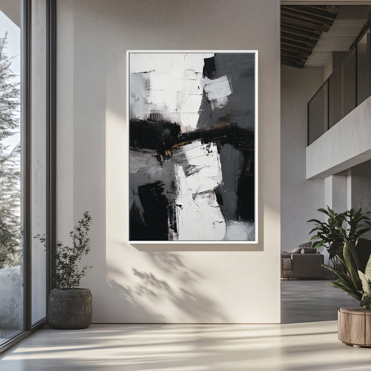 Abstract Geometric Framed Canvas Wall Art - "Urban Cipher"