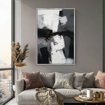 Abstract Geometric Framed Canvas Wall Art - "Urban Cipher"