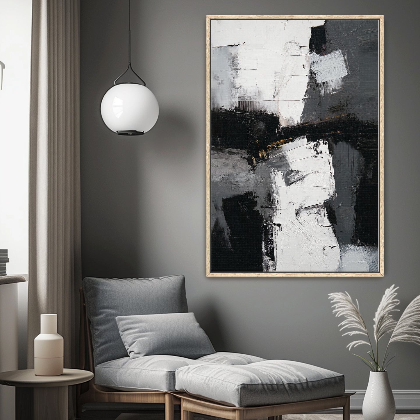 Abstract Geometric Framed Canvas Wall Art - "Urban Cipher"