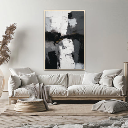 Abstract Geometric Framed Canvas Wall Art - "Urban Cipher"