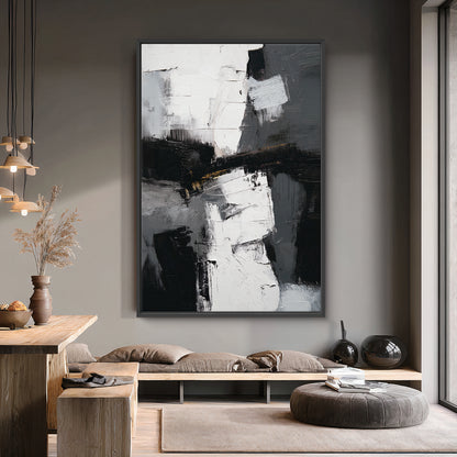 Abstract Geometric Framed Canvas Wall Art - "Urban Cipher"