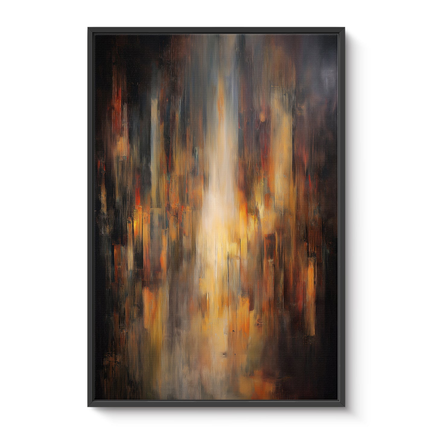 Luminous Abstract Framed Canvas Wall Art - "Emberfall"