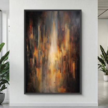 Luminous Abstract Framed Canvas Wall Art - "Emberfall"