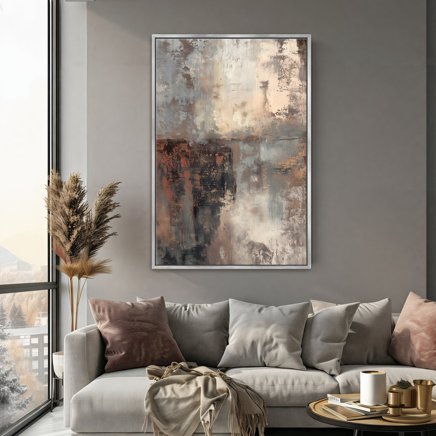 Abstract Art Framed Canvas Wall Art - "Terra Fade"
