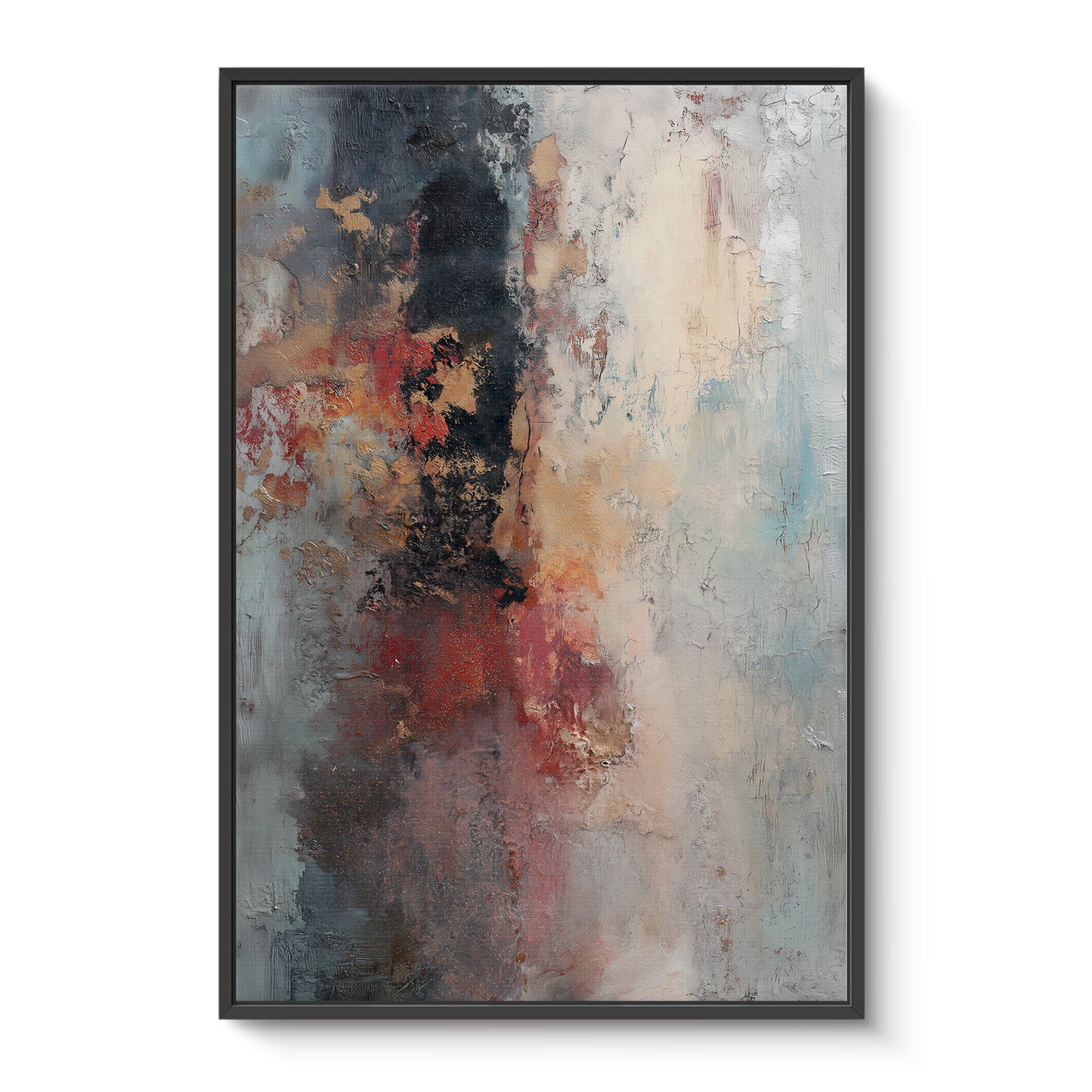 Abstract Artwork Framed Canvas Wall Art - "Oxide Trace"