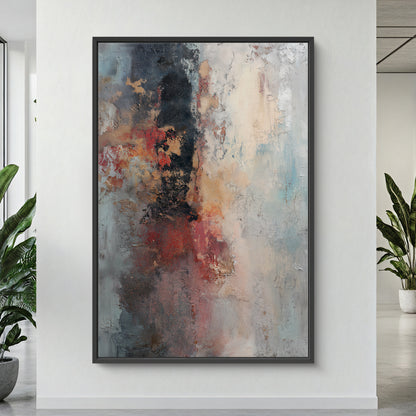 Abstract Artwork Framed Canvas Wall Art - "Oxide Trace"