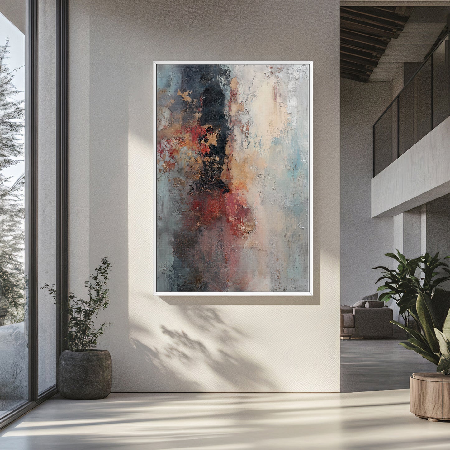 Abstract Artwork Framed Canvas Wall Art - "Oxide Trace"