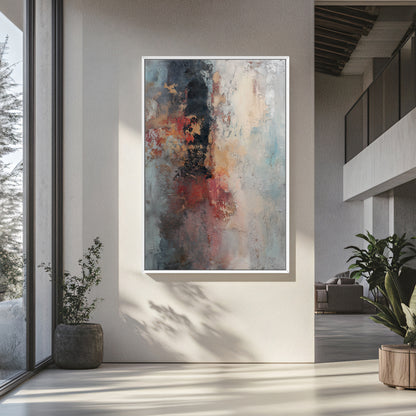 Abstract Artwork Framed Canvas Wall Art - "Oxide Trace"