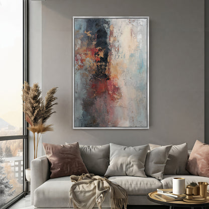 Abstract Artwork Framed Canvas Wall Art - "Oxide Trace"