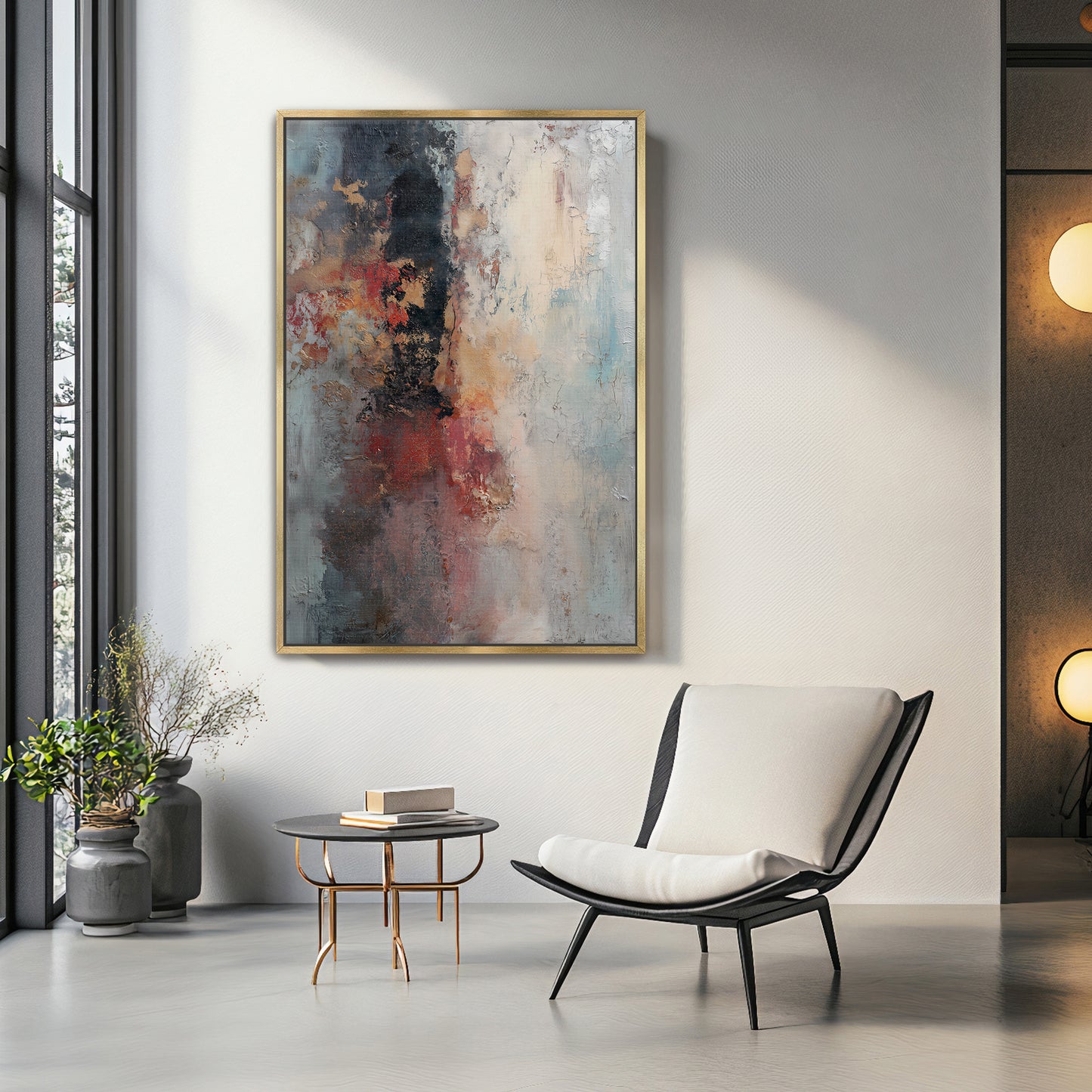 Abstract Artwork Framed Canvas Wall Art - "Oxide Trace"