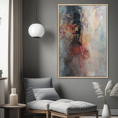 Abstract Artwork Framed Canvas Wall Art - "Oxide Trace"