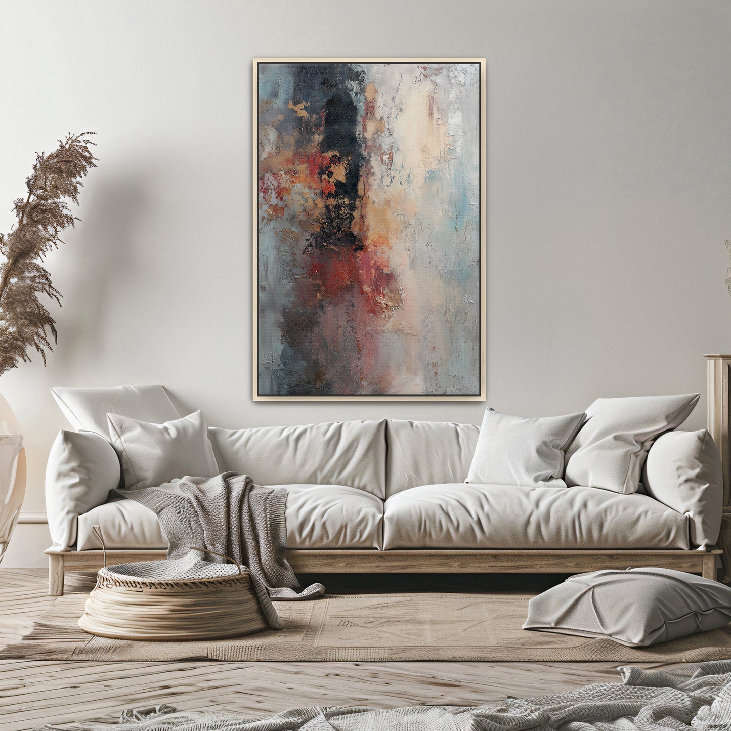 Abstract Artwork Framed Canvas Wall Art - "Oxide Trace"