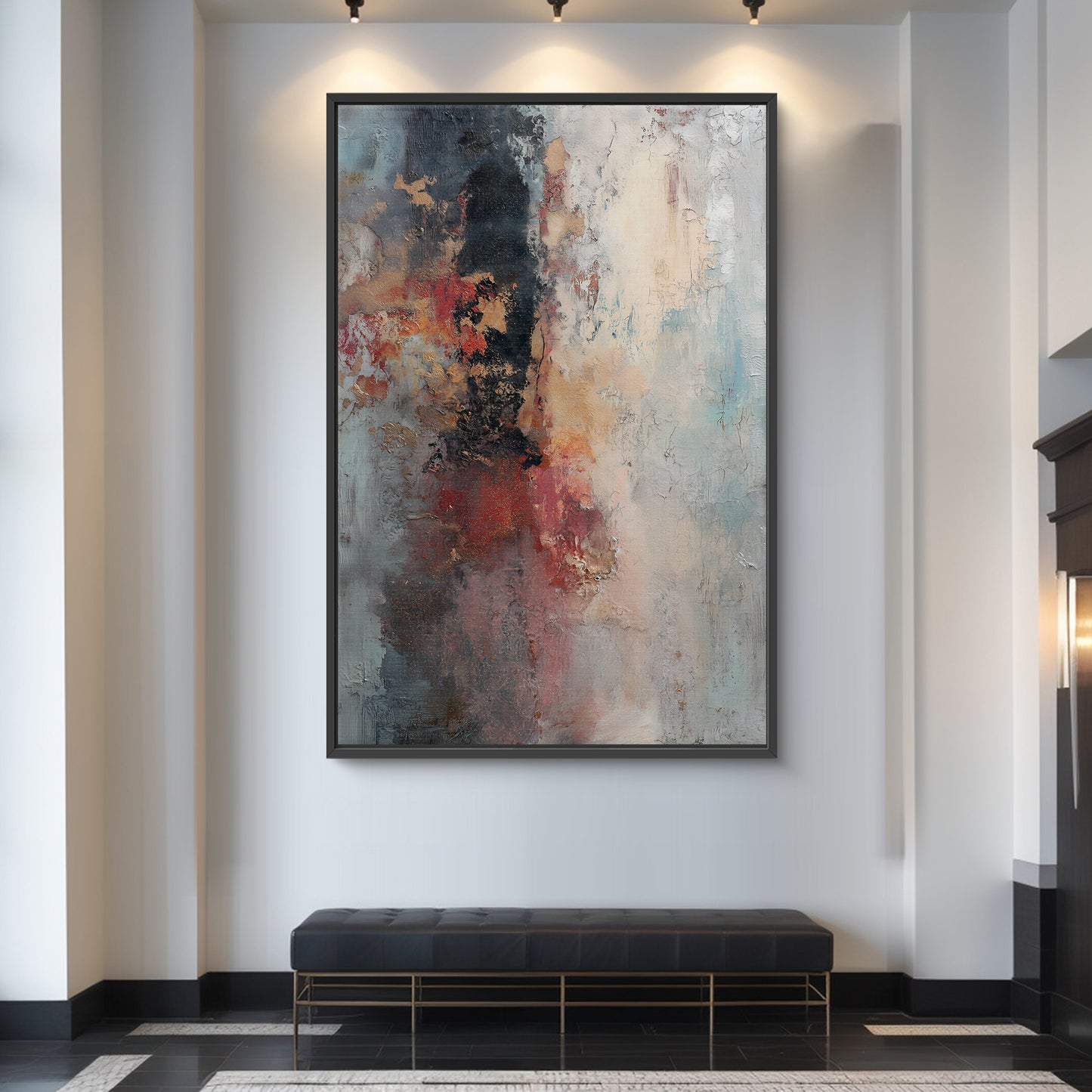 Abstract Artwork Framed Canvas Wall Art - "Oxide Trace"