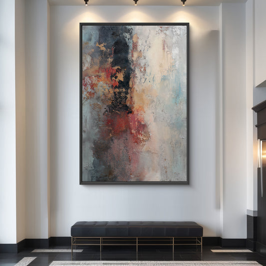 Abstract Artwork Framed Canvas Wall Art - "Oxide Trace"